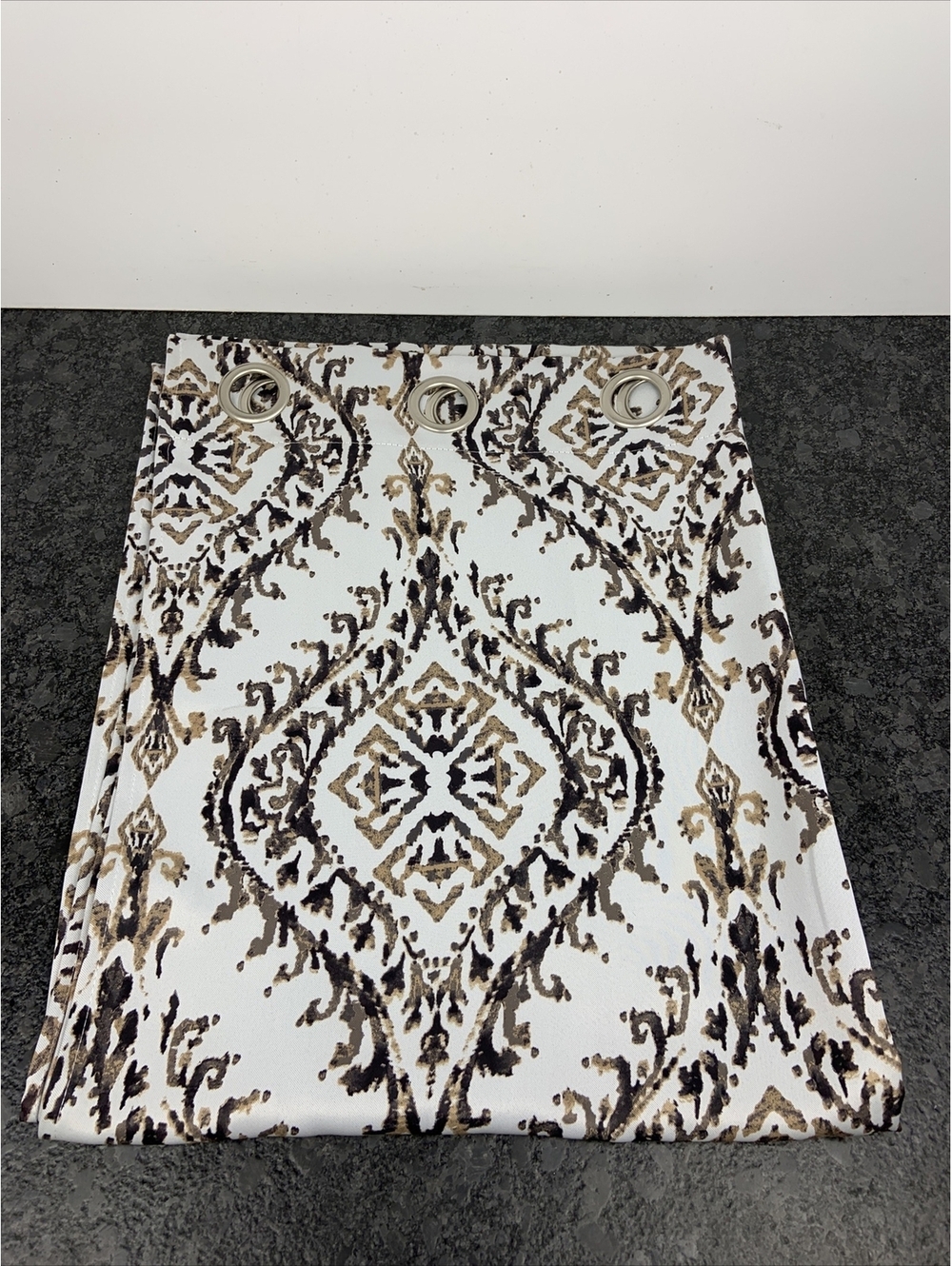 Chandelier Diamond Style Grommet Curtain Panel(s) 37" W X 96"L Beige Brown MINT